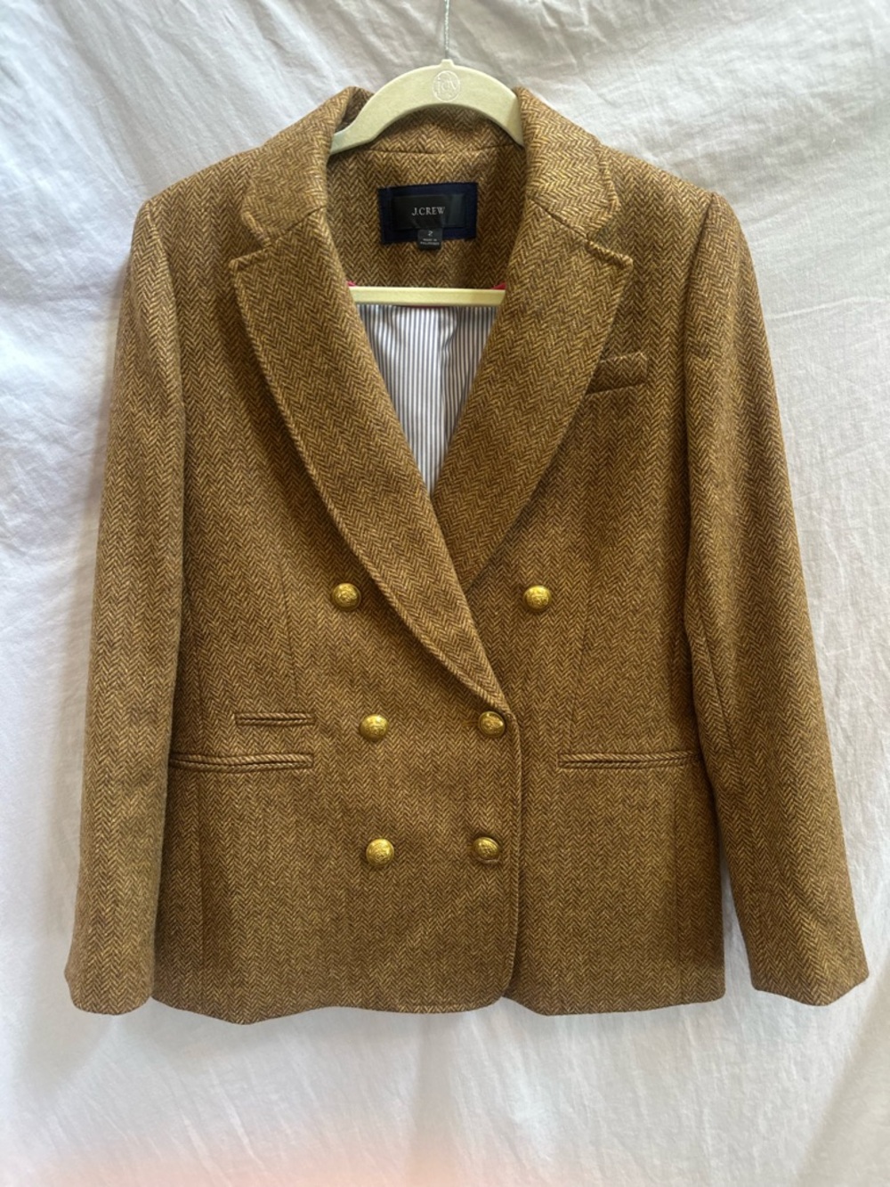 J. Crew Brown Herringbone Jacket with Navy Label